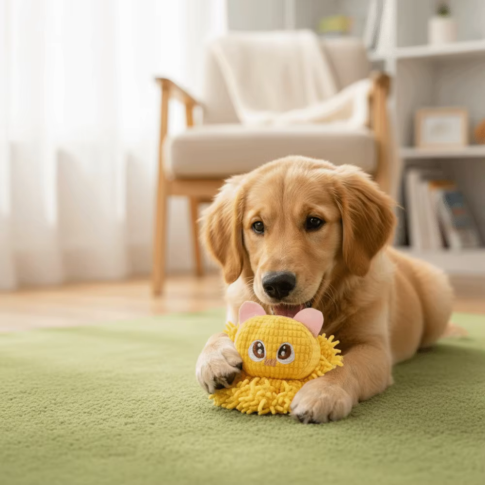 Jouet interactif pour chien en forme d'animal mignon, résistant aux morsures, souple et couineur, pour animaux de compagnie