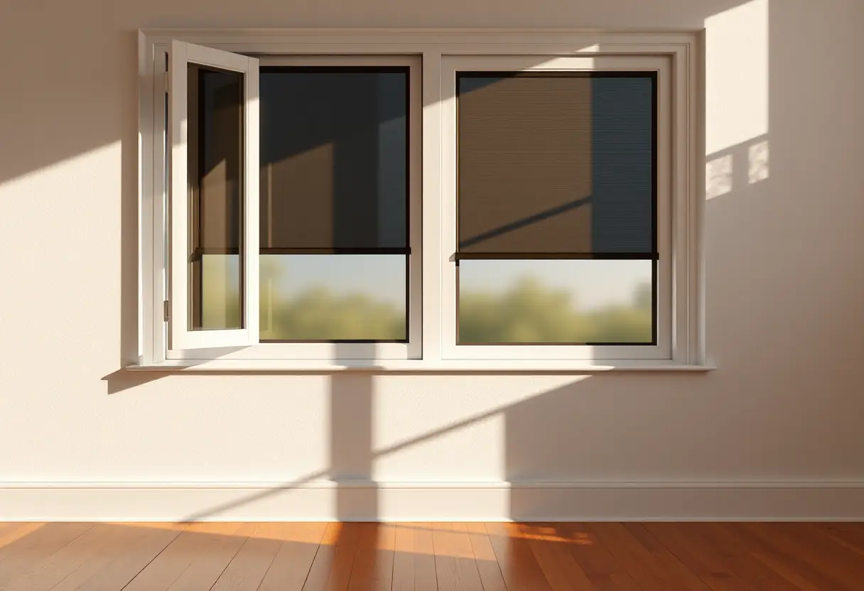 Des filtres solaires installés sur une fenêtre pour protéger les tableaux